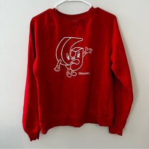 Glossier Red Graphic Crewneck Sweatshirt Size Medium